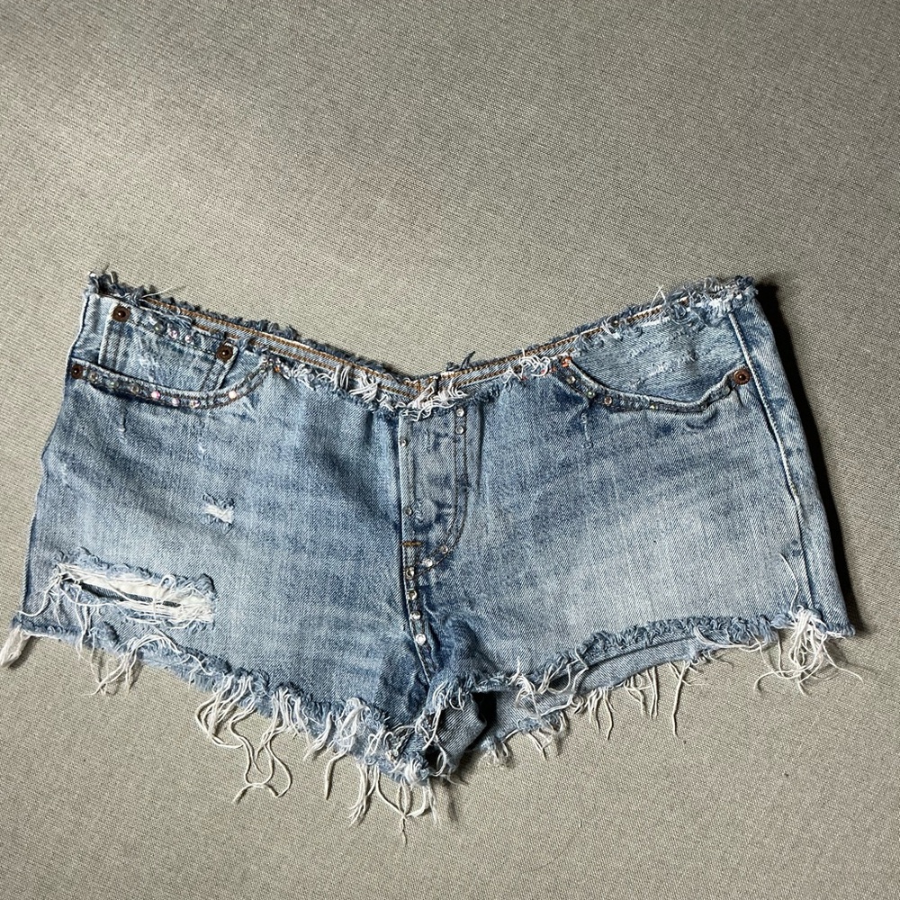 Levi's Light Blue Distressed Denim Cutoff Shorts